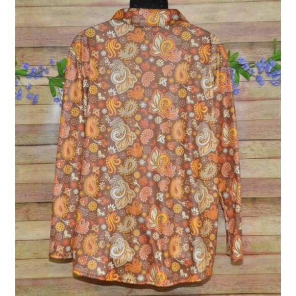 Spirit Halloween Mens L Shirt Costume Party Collared Retro 70s Hippie Paisley - Picture 3 of 7